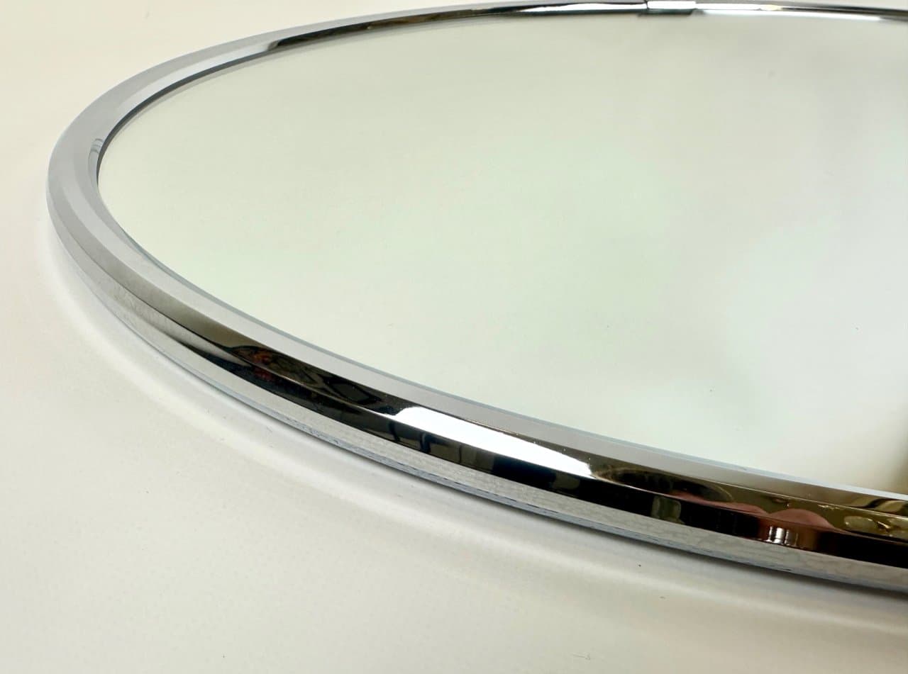 Elliptical Wall Mirror, crystal glass, silver nickel-plated steel, Germany, 1970s - 150108