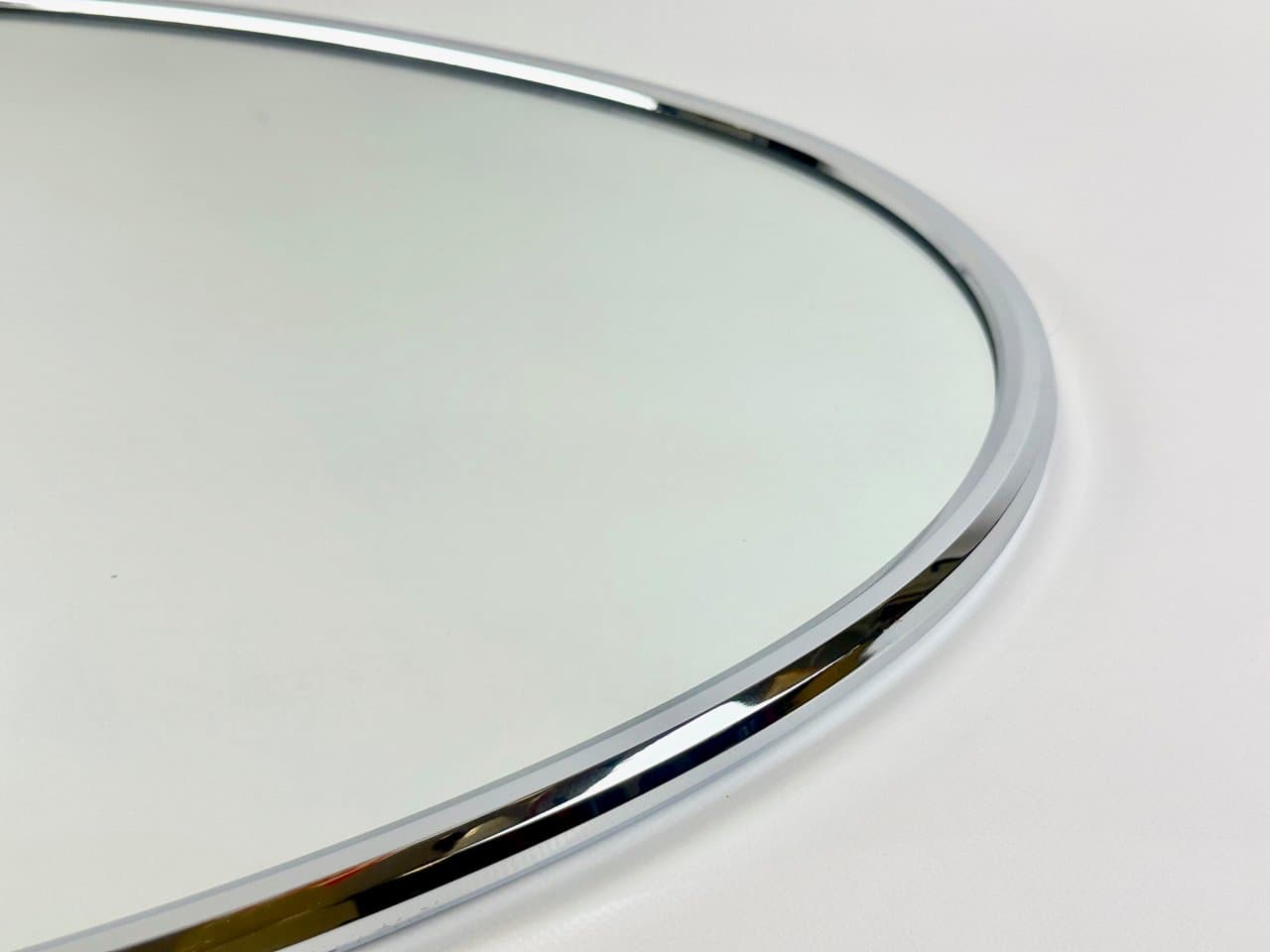 Elliptical Wall Mirror, crystal glass, silver nickel-plated steel, Germany, 1970s - 150107
