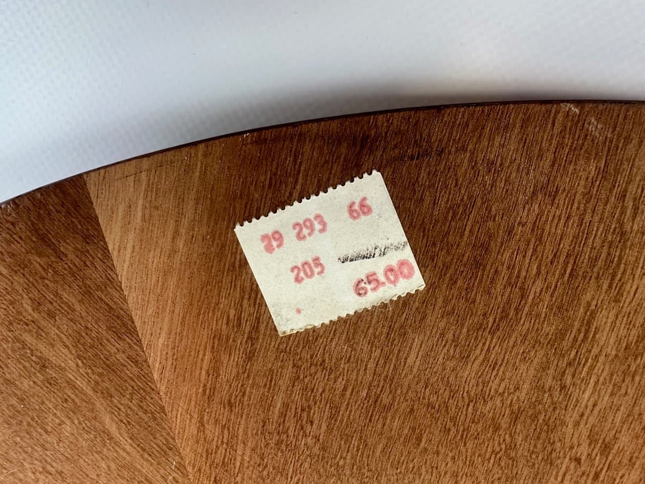 Wall mirror round, brown teak, crystal, Germany, 1960s - 150128