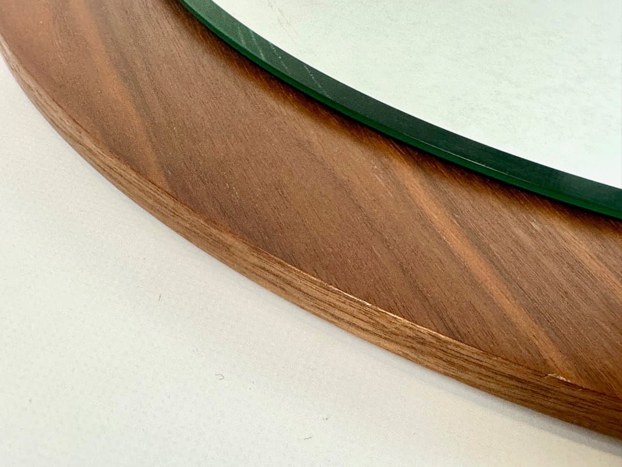 Wall mirror round, crystal, dark brown teak, Germany, 1970s - 150132