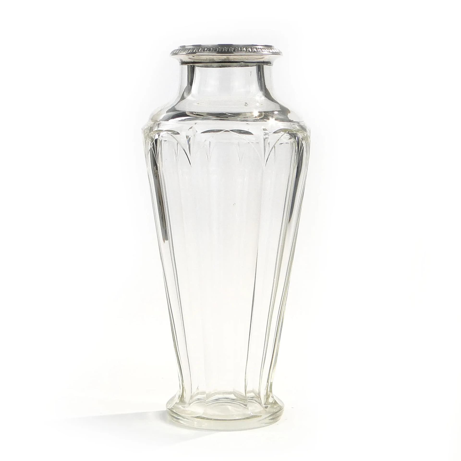 Vase Art Deco, transparent crystal, silver, Baccarat, France, 1930s. - 9026