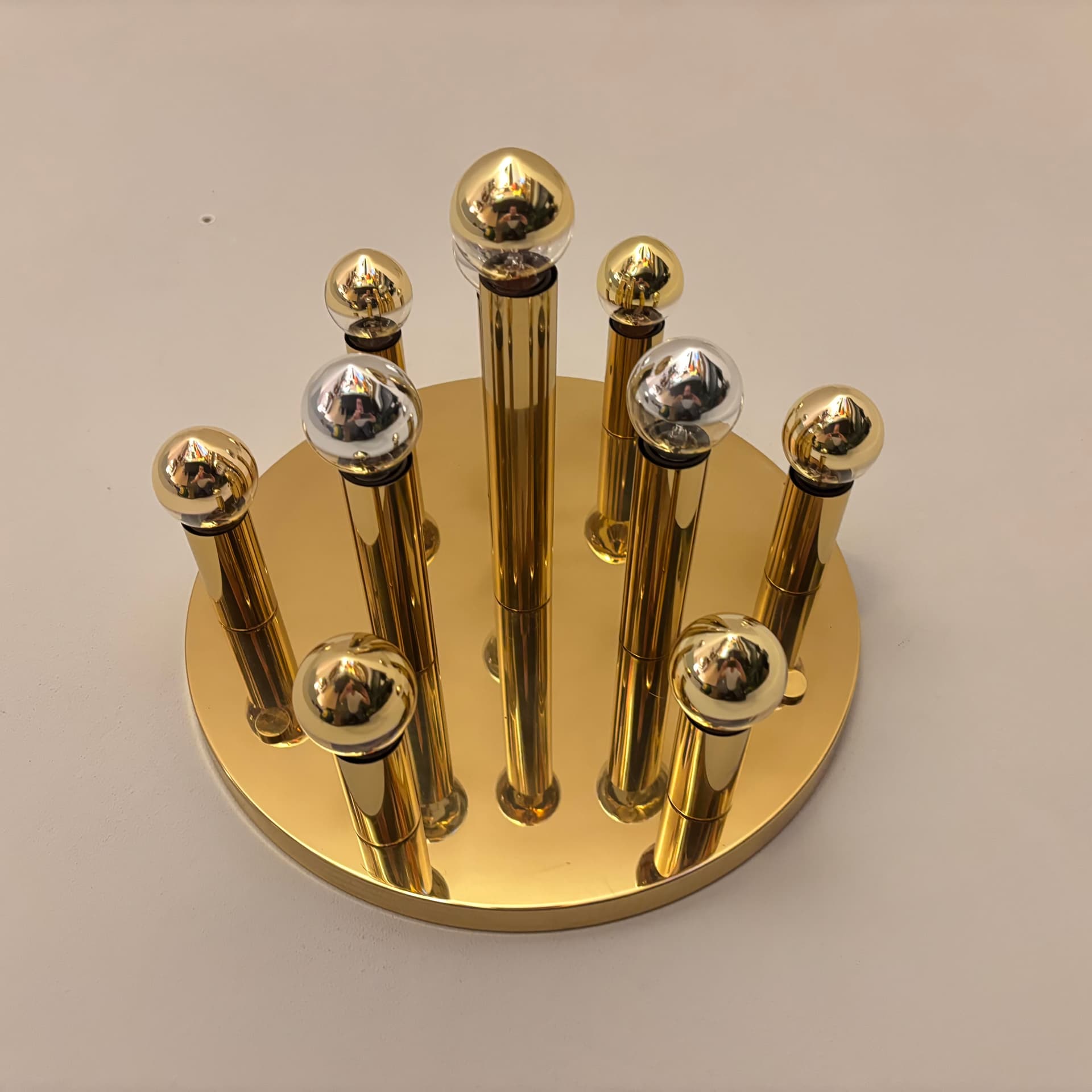 Plafon lub kinkiet Space Age, mosiądz złocisty, Sölken Leuchten, Niemcy, lata 70. - 131832