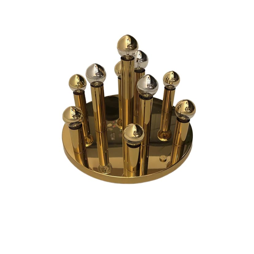 Plafon lub kinkiet Space Age, mosiądz złocisty, Sölken Leuchten, Niemcy, lata 70.