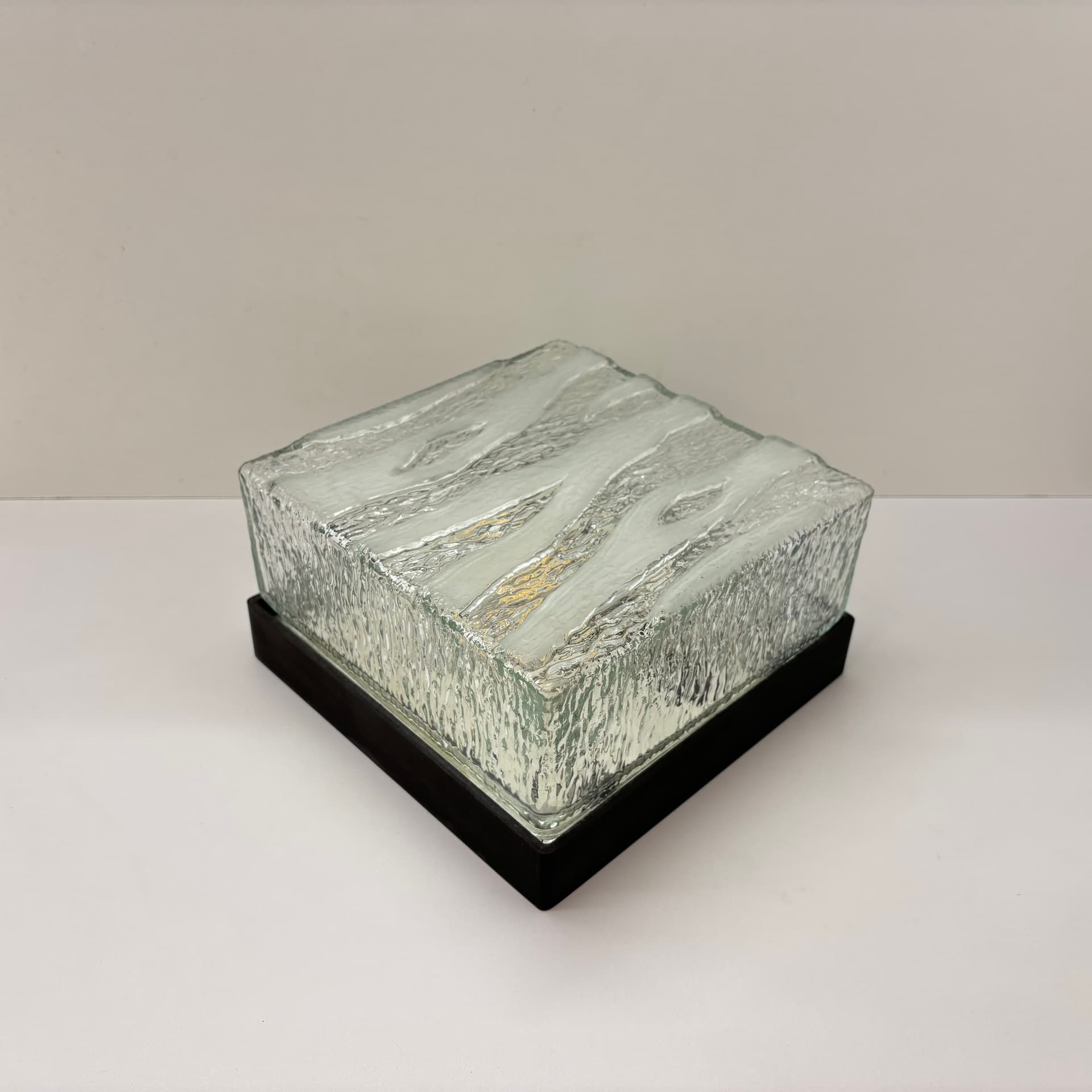 Kinkiet, transparentne szkło, bakelit czarny, ERCO, Niemcy, lata 70. - 131843