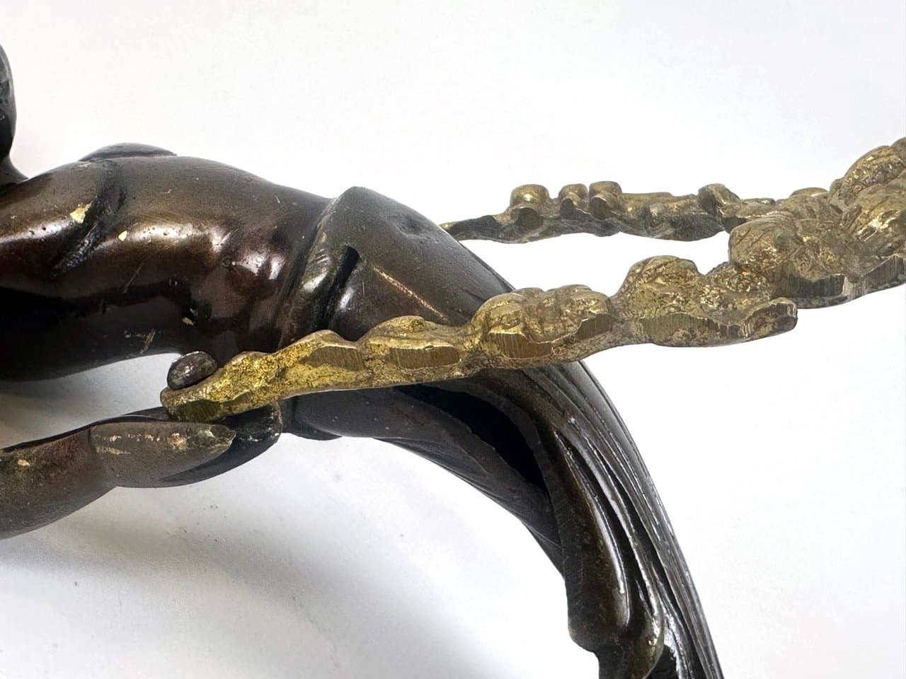 Uchwyt drzwiowy Cherub, złoty, mosiądz, styl wiktoriański, XIX w. - 150203