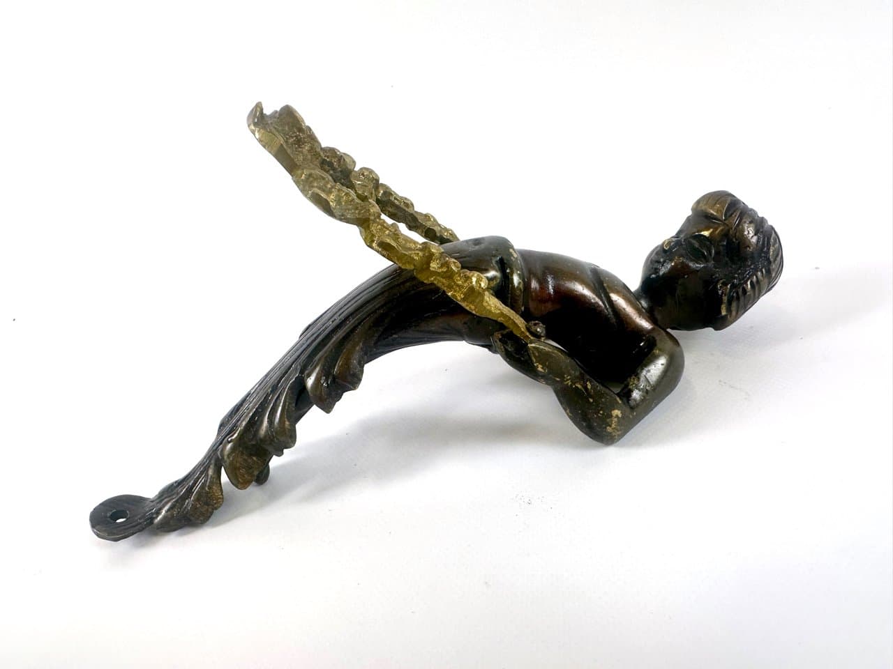 Uchwyt drzwiowy Cherub, złoty, mosiądz, styl wiktoriański, XIX w. - 150196