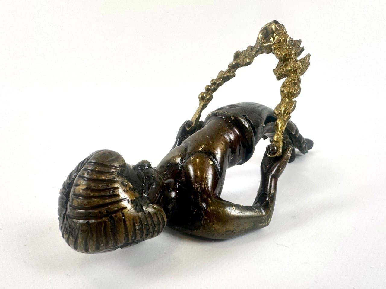 Uchwyt drzwiowy Cherub, złoty, mosiądz, styl wiktoriański, XIX w. - 150194