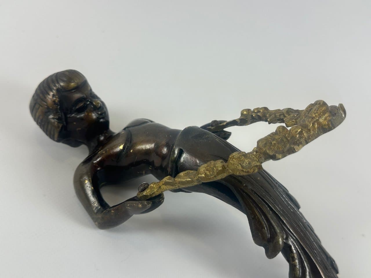 Uchwyt drzwiowy Cherub, złoty, mosiądz, styl wiktoriański, XIX w. - 150202