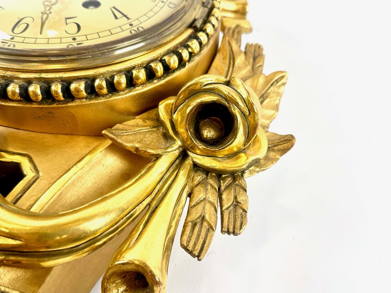 Zegar ścienny Rococo, złoty, drewno, Szwecja, lata 60. - 150245