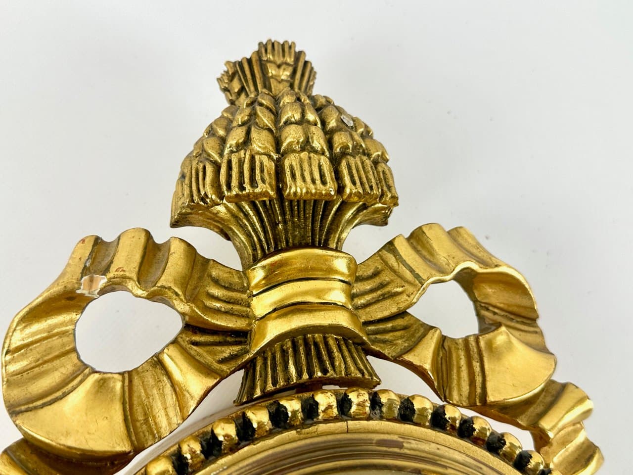 Zegar ścienny Rococo, złoty, drewno, Szwecja, lata 60. - 150235