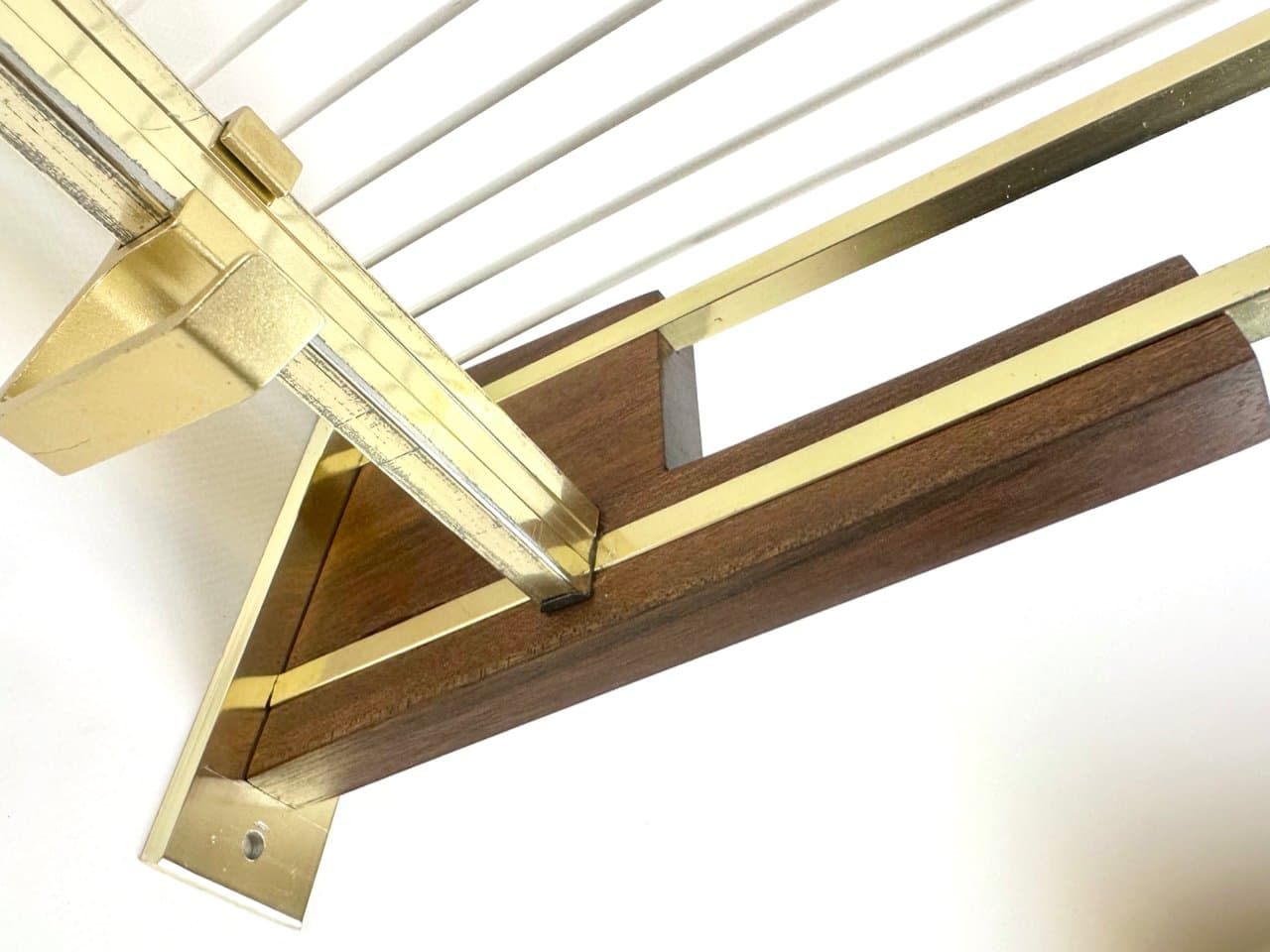 Wieszak ścienny, teak brązowy, mosiądz złoty, Niemcy, lata 60. - 150250