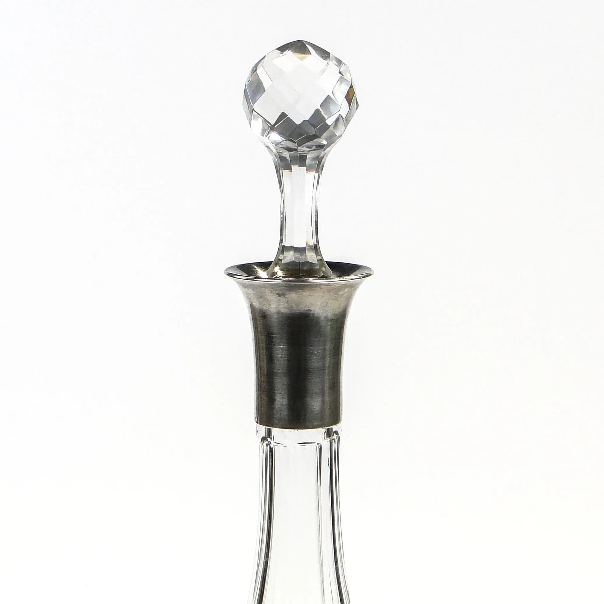 Karafka do wina, Belle Époque, kryształ transparentny, srebro, Francja, XIX wiek - 9340