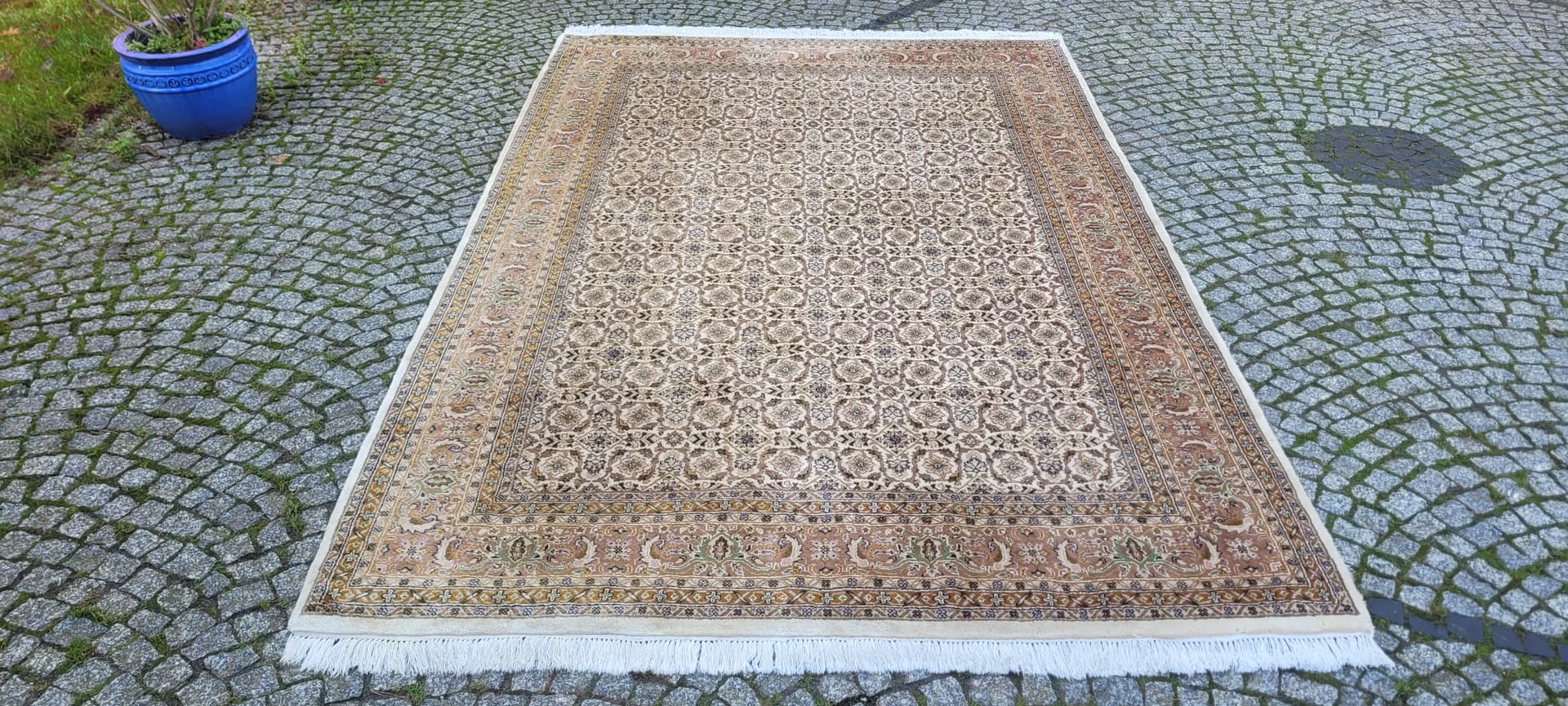 Rug Indo Bidjar 200x330cm, ivory, wool, India, 1980s. - 131862