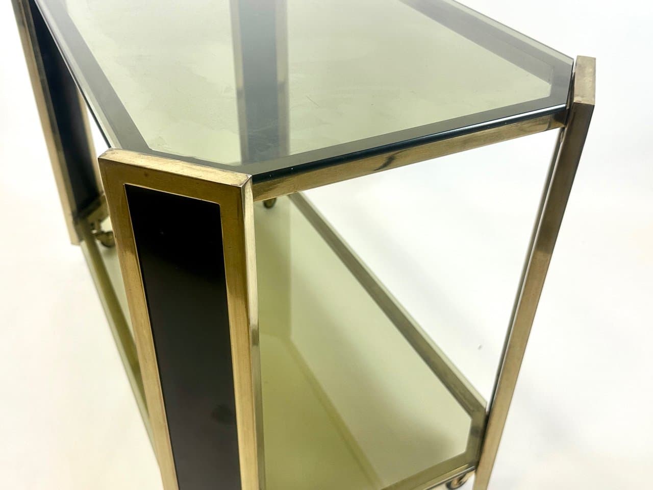 Bar Cart, golden, brass, smoked glass, Austria, 1980s - 150335