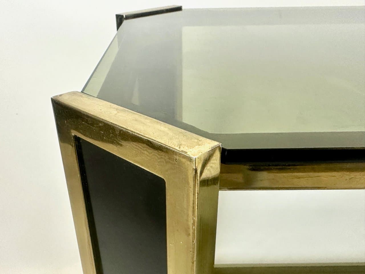 Bar Cart, golden, brass, smoked glass, Austria, 1980s - 150332