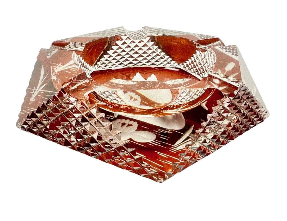 Popielniczka, pomarańczowy, szkło, Polska, lata 60.