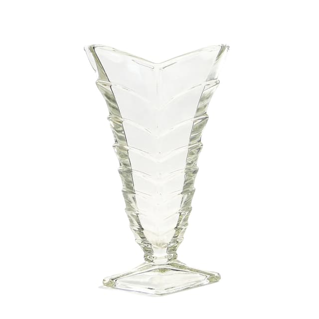 Vase Art Deco, transparent glass, Huta Niemen, Poland, 1930s - DIMENSION