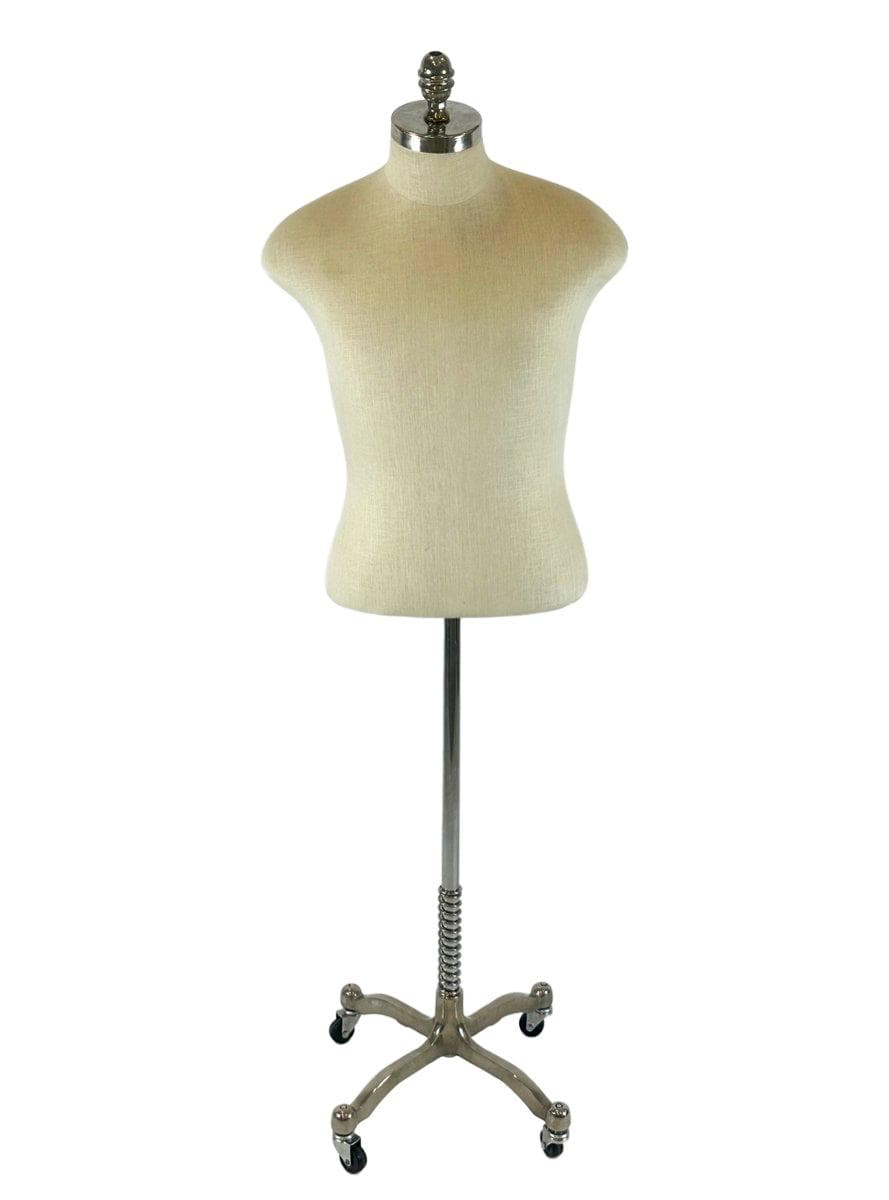 Manekin krawiecki mid-century, len beżowy, metal, plastik, Szwecja, lata 60. - 148308