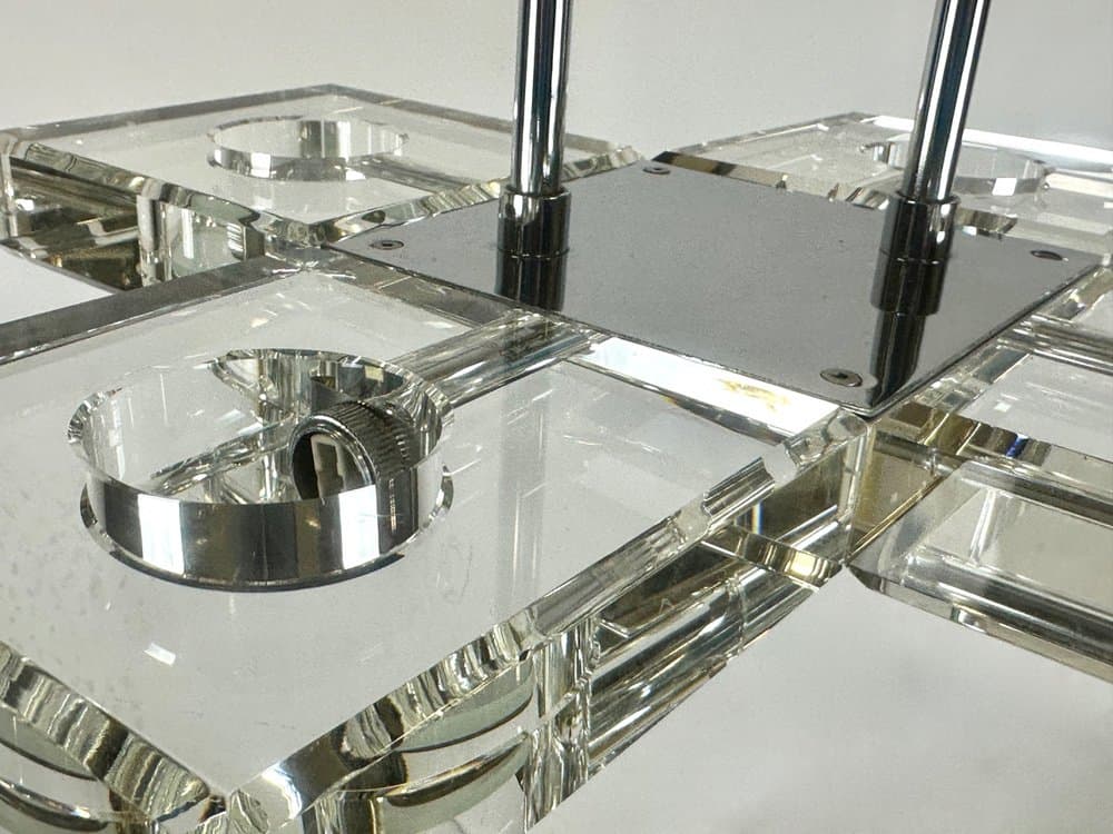 Pendant lamp, transparent crystal, chrome, 1990s - 150372