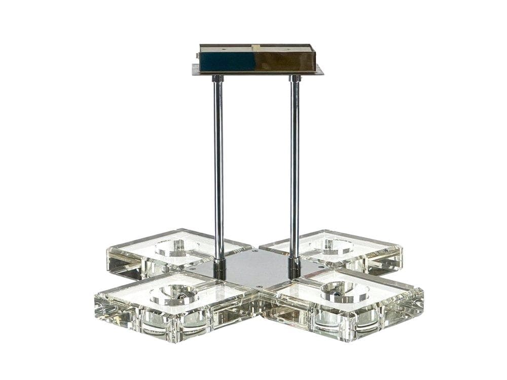 Pendant lamp, transparent crystal, chrome, 1990s