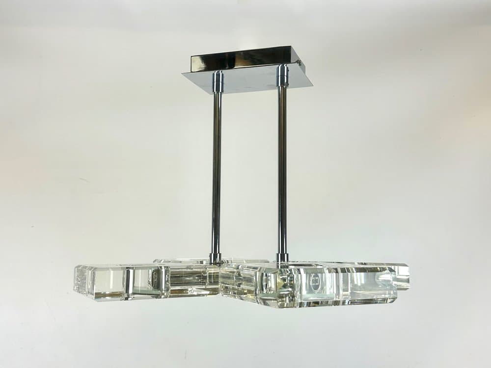 Pendant lamp, transparent crystal, chrome, 1990s - 150374