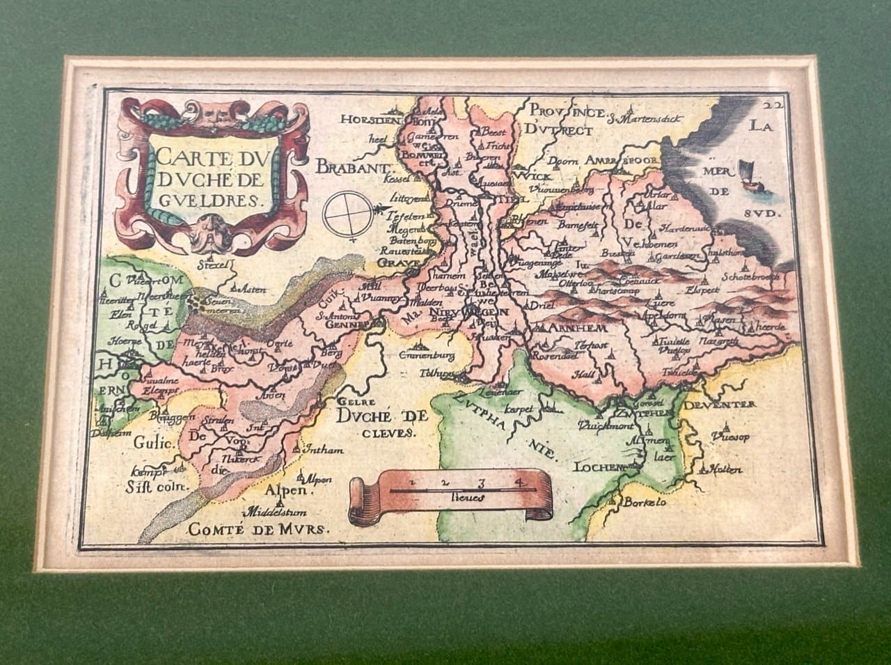 Mapa Gueldria, miedzioryt kolorowany, aut. C. Tassin, Francja, 1633 - 150434