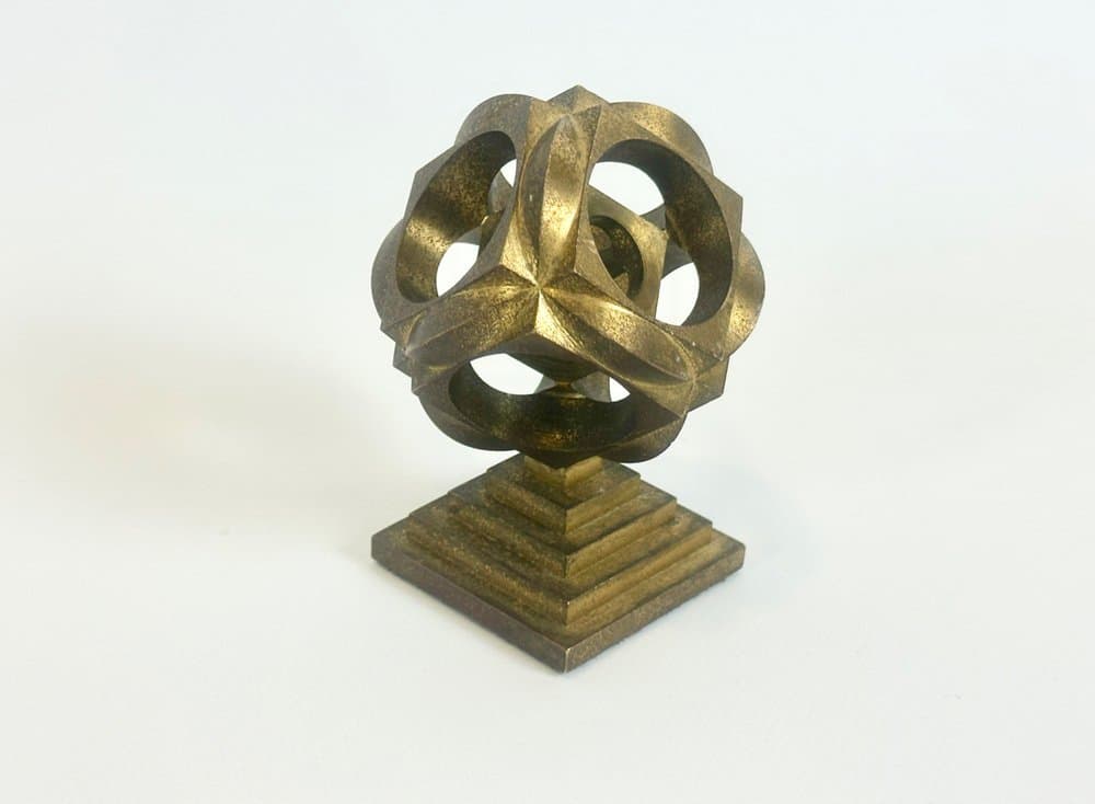 Przycisk do papieru geometryczny, złoty, brąz, lata 70. - 150440