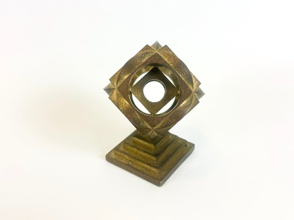 Przycisk do papieru geometryczny, złoty, brąz, lata 70. - 150445