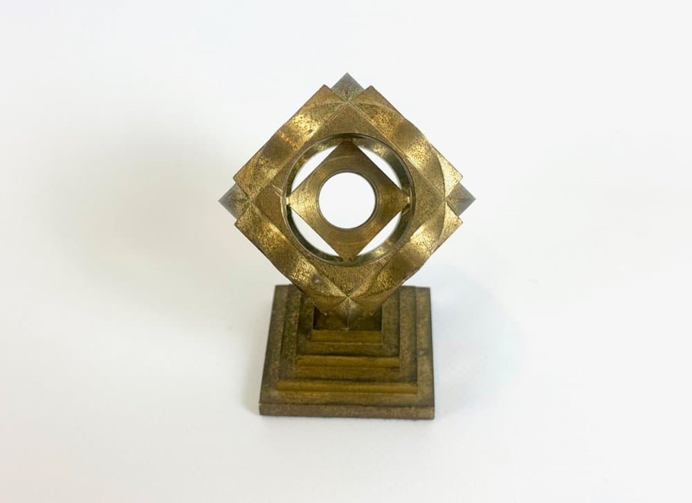 Przycisk do papieru geometryczny, złoty, brąz, lata 70. - 150444