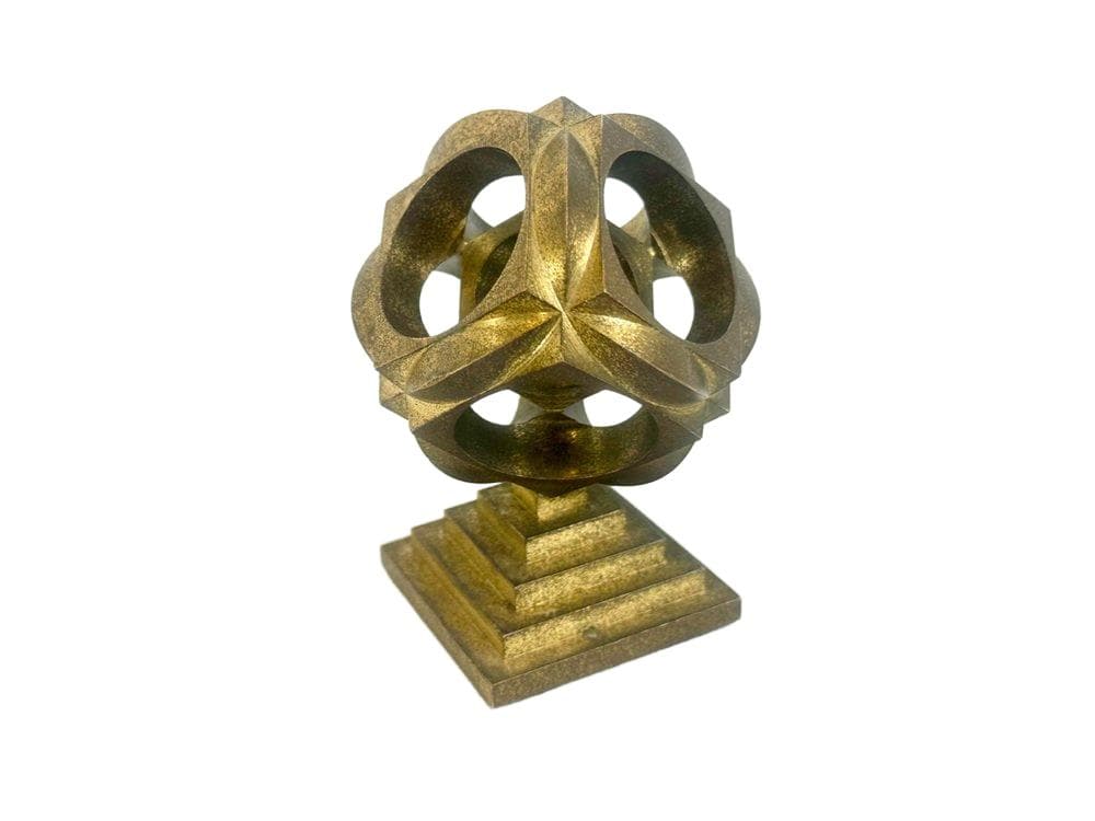 Przycisk do papieru geometryczny, złoty, brąz, lata 70.