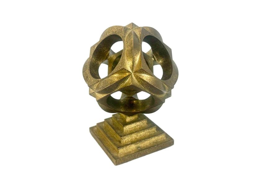 Przycisk do papieru geometryczny, złoty, brąz, lata 70.