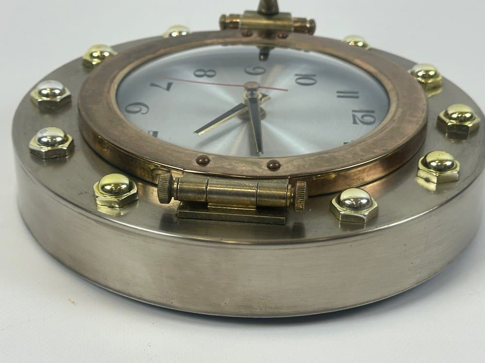 Zegar ścienny Royal Craft Port Hole, złoty, srebrny, mosiądz, stal, Japonia, lata 80. - 150483