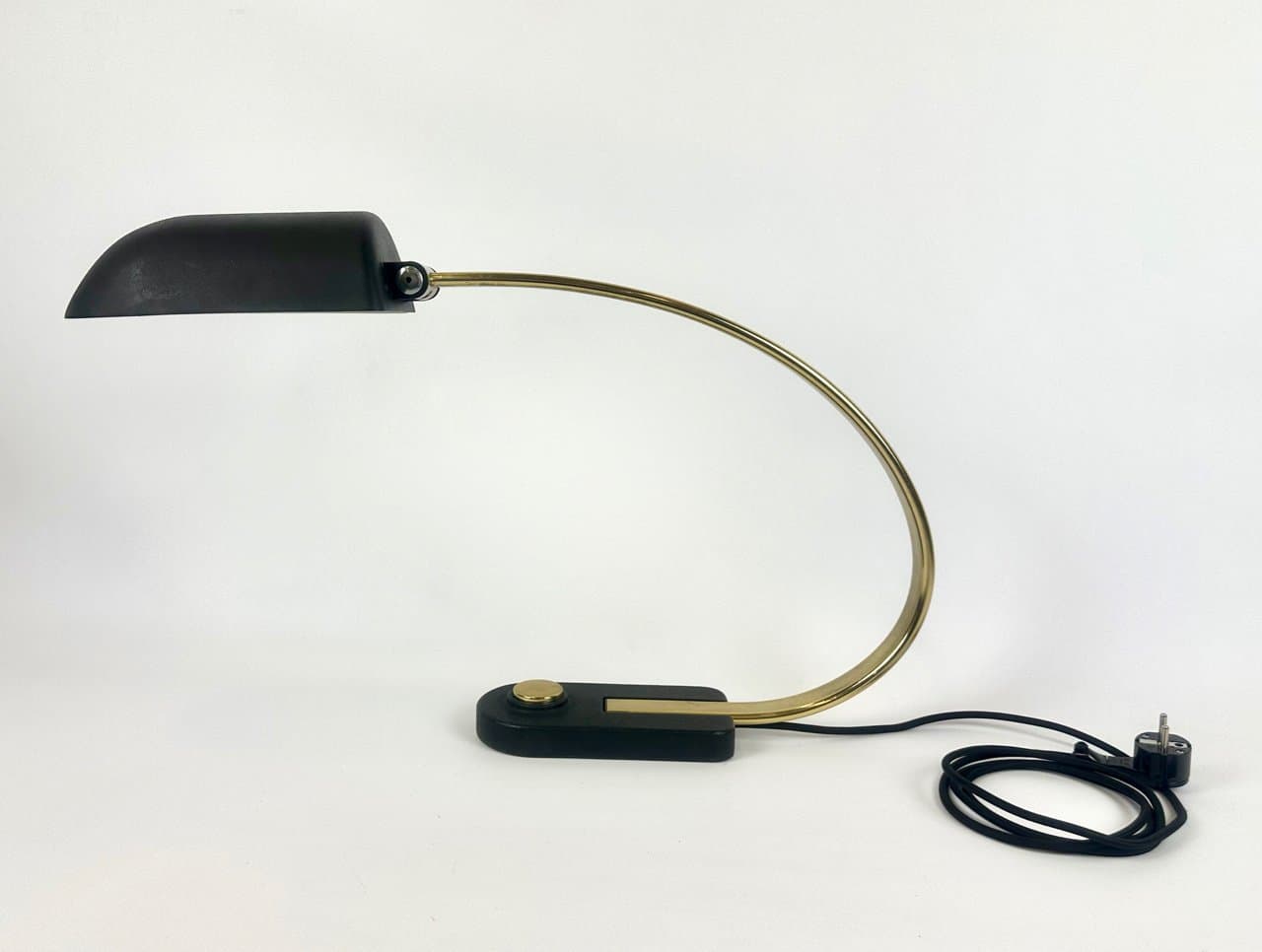 Lampa biurkowa, Space Age Model 7620, mosiądz złoty, stal czarna, Hillebrand, Niemcy, lata 60. - 150521