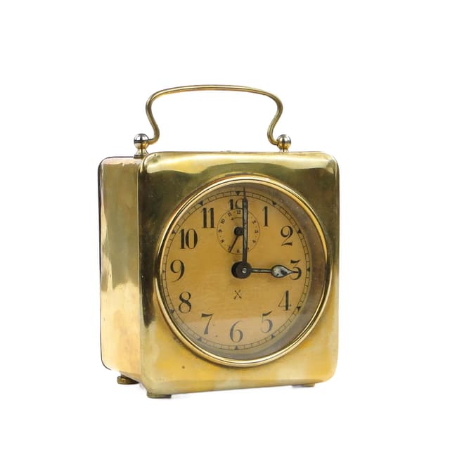 Travel clock, golden, brass, HAU Junghans, Germany, early 20th c. - DIMENSION