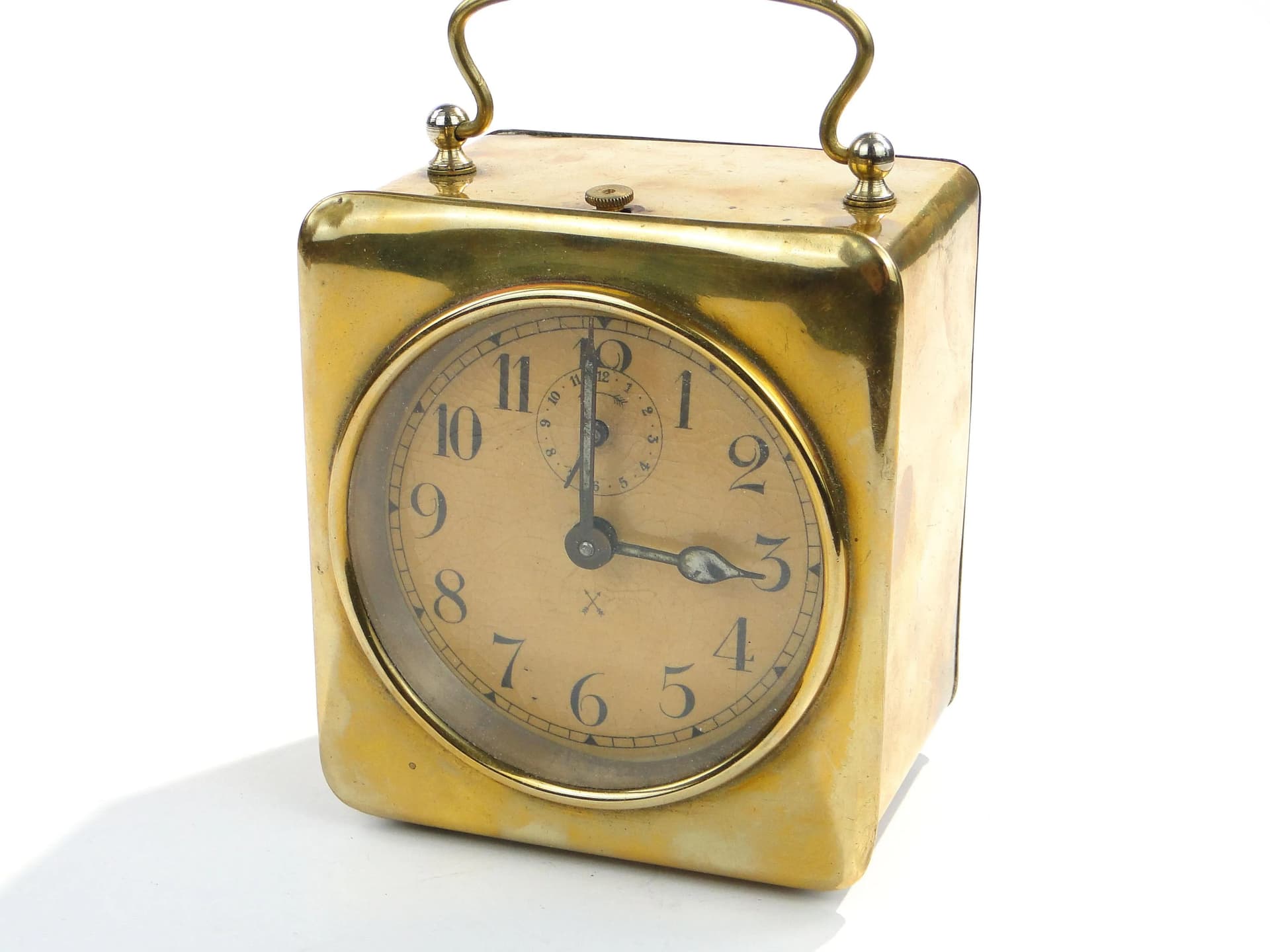 Travel clock, golden, brass, HAU Junghans, Germany, early 20th c. - 9312
