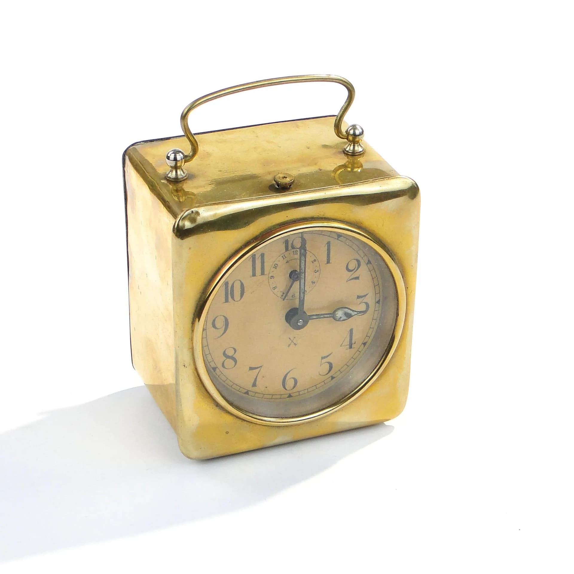 Travel clock, golden, brass, HAU Junghans, Germany, early 20th c. - 9308