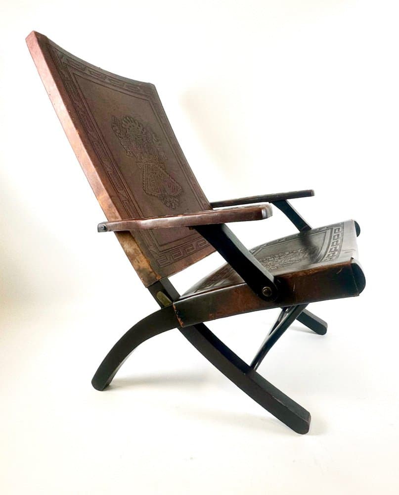 Krzesło składane, brązowy, skóra naturalna, Ekwador, lata 50. - 150591