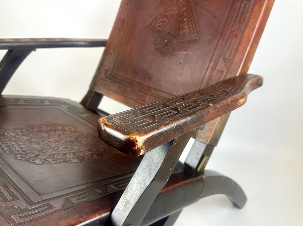 Krzesło składane, brązowy, skóra naturalna, Ekwador, lata 50. - 150596