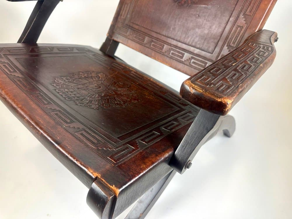 Krzesło składane, brązowy, skóra naturalna, Ekwador, lata 50. - 150594