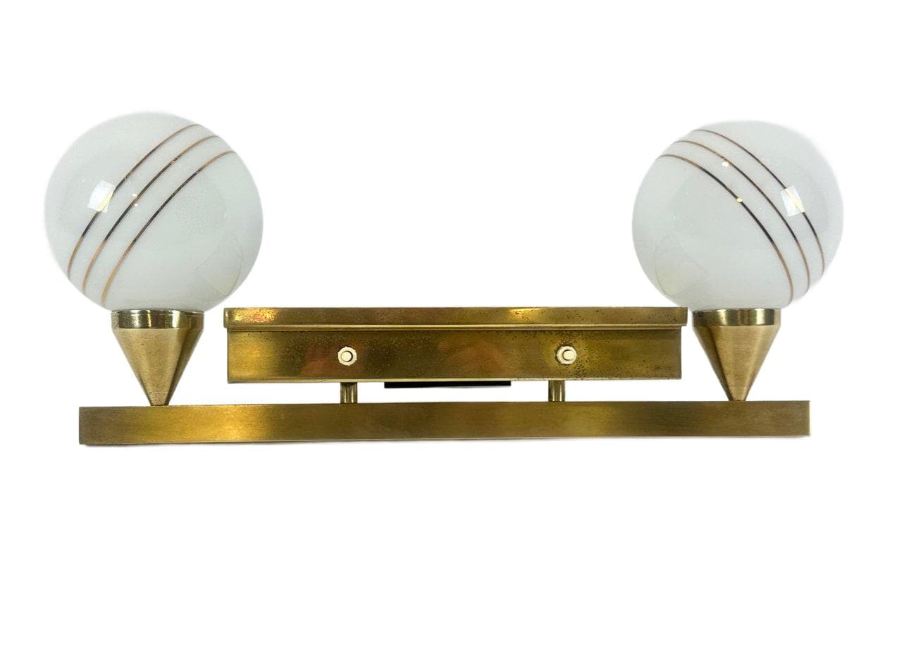 Lampa ścienna Art déco, mosiądz złoty, lata 30.