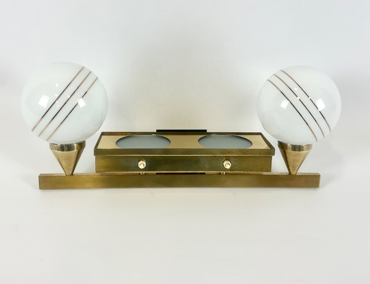 Lampa ścienna Art déco, mosiądz złoty, lata 30. - 150605