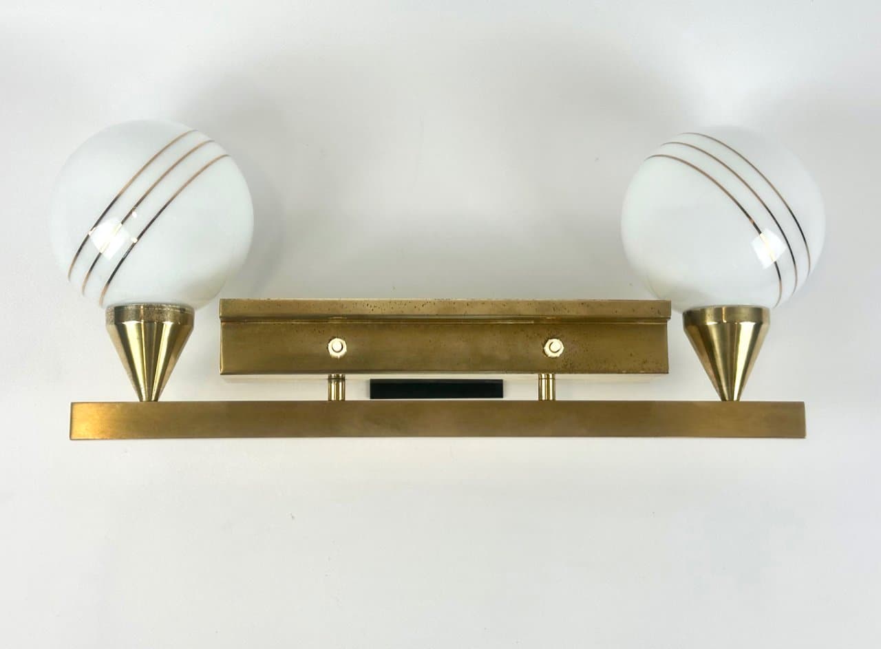 Lampa ścienna Art déco, mosiądz złoty, lata 30. - 150608