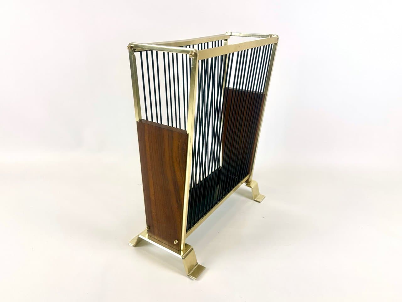 Umbrella Stand, brown, teak wood, brass, steel, Germany, 1960s. - 150653