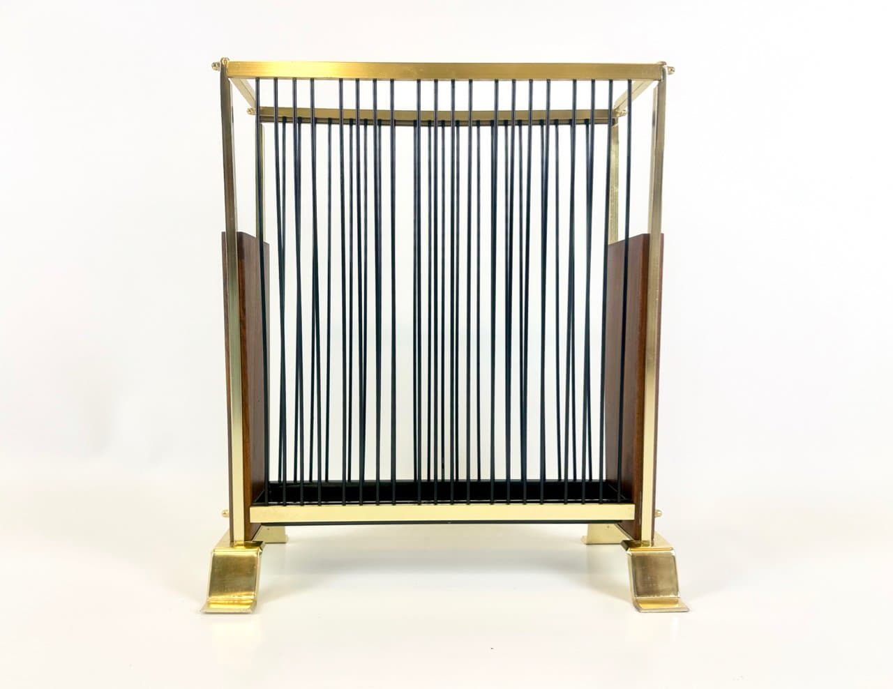 Umbrella Stand, brown, teak wood, brass, steel, Germany, 1960s. - 150650