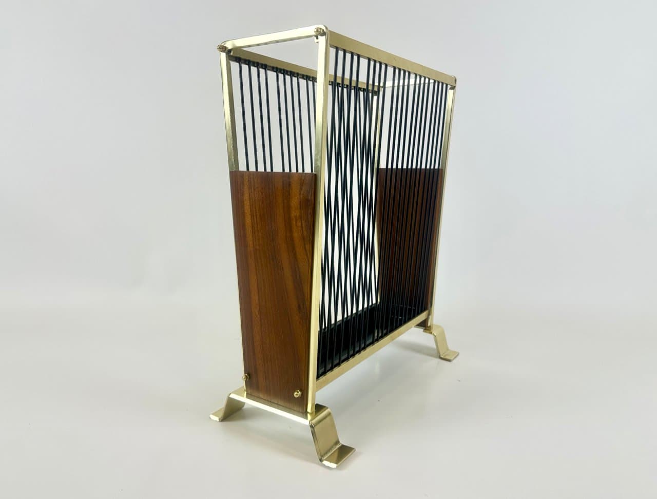 Umbrella Stand, brown, teak wood, brass, steel, Germany, 1960s. - 150654