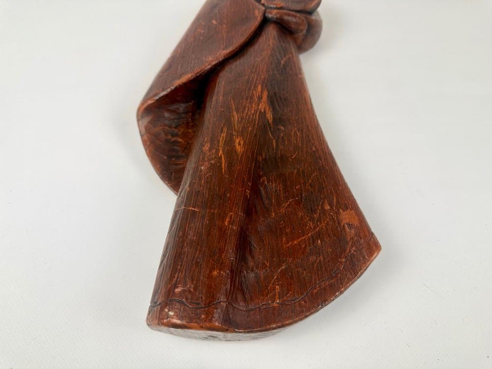 Figurka ścienna Madonna z Dzieciątkiem, brązowy, drewno teak, lata 70. - 150694