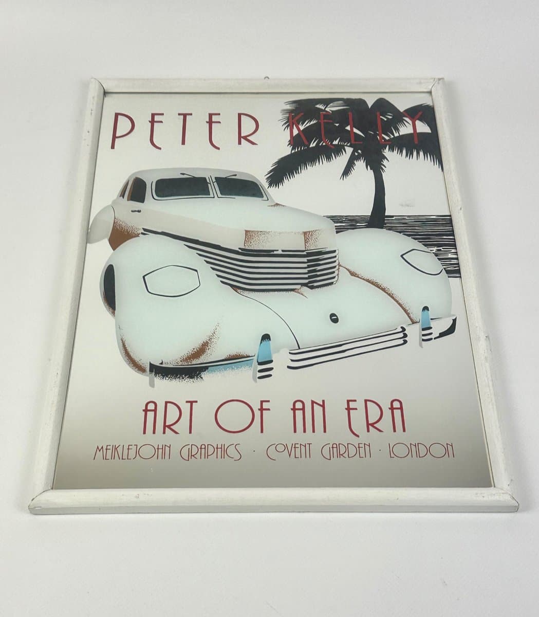 Advertising Mirror Art of an Era, white, glass, 1980s - 150719