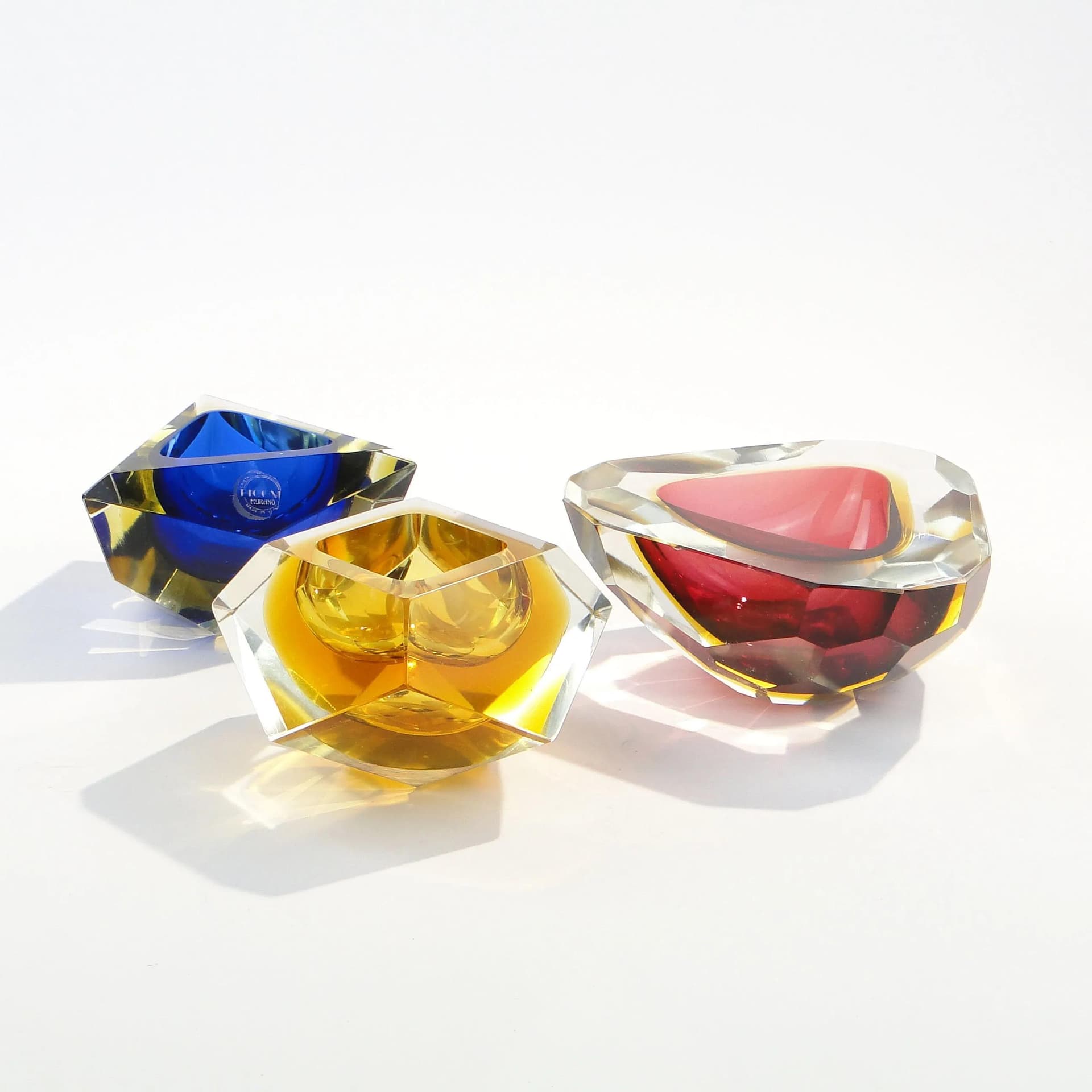 Decorative bowl, yellow crystal, by F. Poli, Murano, Italy, 1950s. - 9295