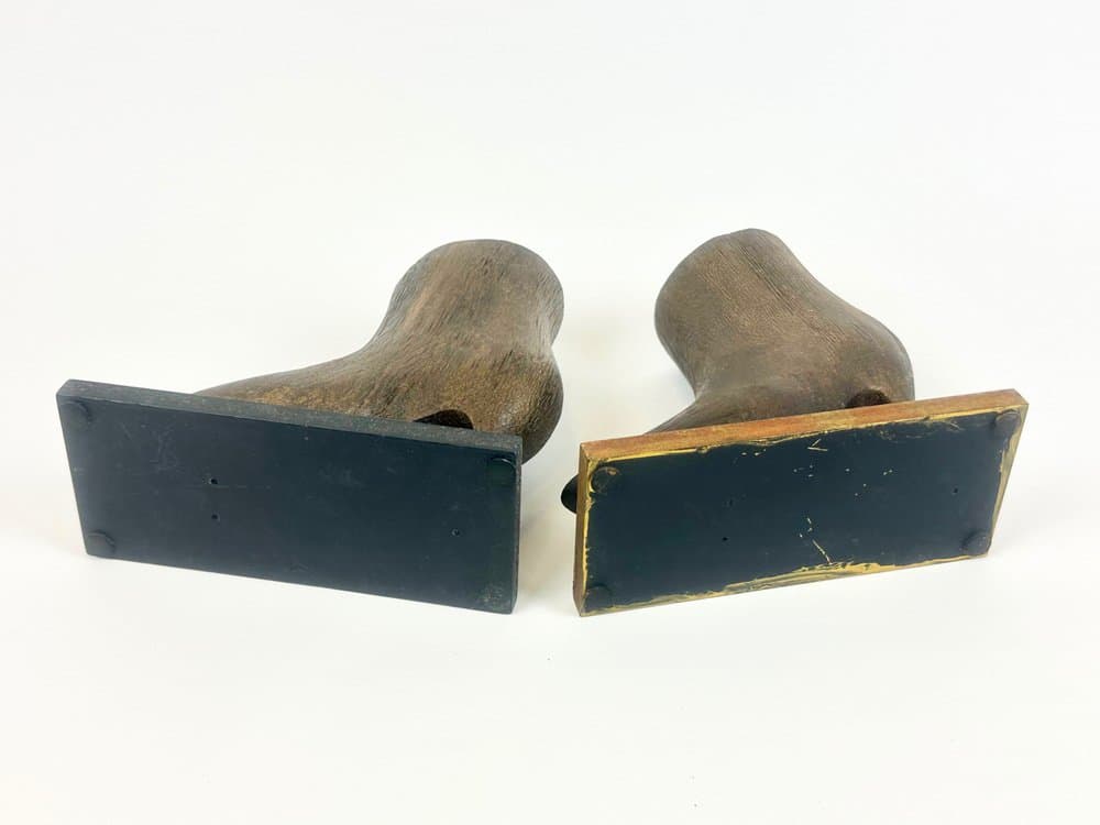 Para podpórek do książek, mid-century, brązowy, drewno, lata 60. - 150834