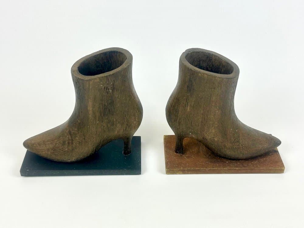 Para podpórek do książek, mid-century, brązowy, drewno, lata 60. - 150837